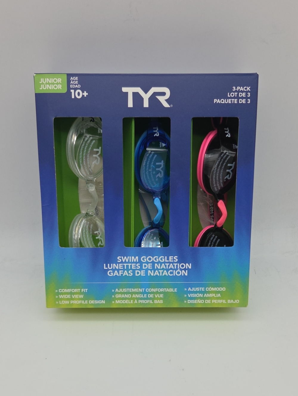 TYR Swim Goggles 3-Pack — Clear, Blue, Pink